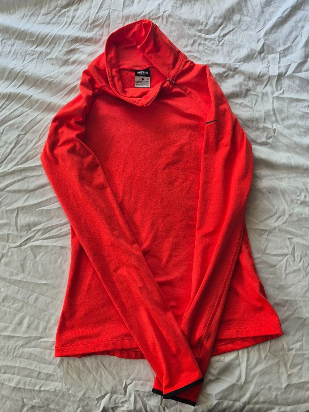 Nike Pro Dri-Fit Long Sleeve Half Zip Top Women's Small Orange Red Athletic